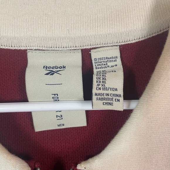 Reebok x Forever 21 Sweater Polo Mens XL Maroon Quarterzip Logo Streetwear Retro - Picture 4 of 5